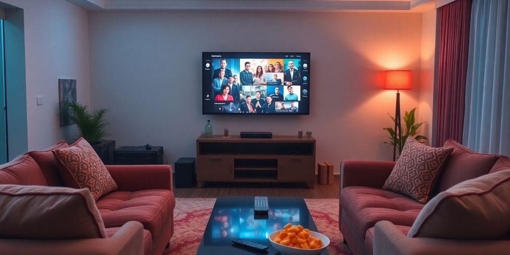 Discover How to IPTV Kopen for Unlimited Entertainment Options-#1 best service Cozy living room with TV and streaming content.